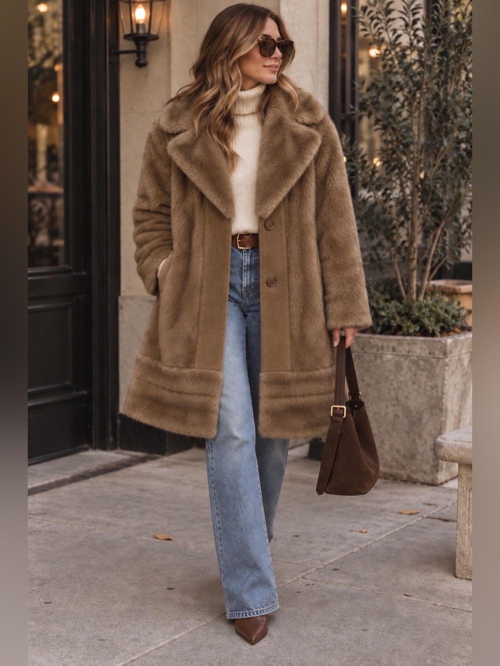 Vintage old money 1960 faux fur peacoat